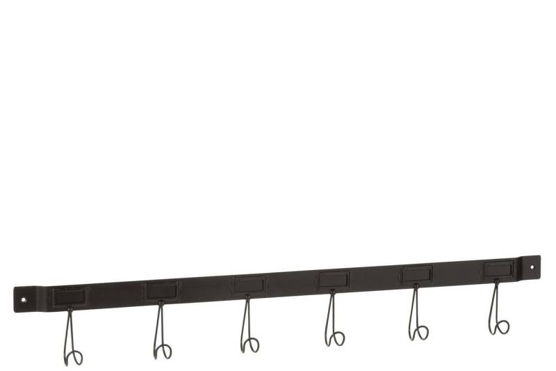 J-line Garderobenleiste Garderobe 6 Haken Metall Schwarz Large von J-line