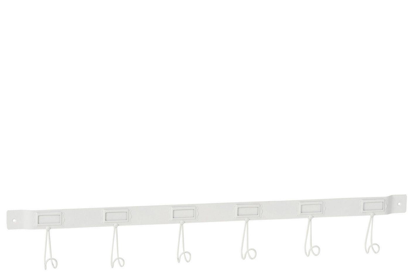 J-line Garderobenleiste Garderobe 6 Haken Metall Weiß Large von J-line