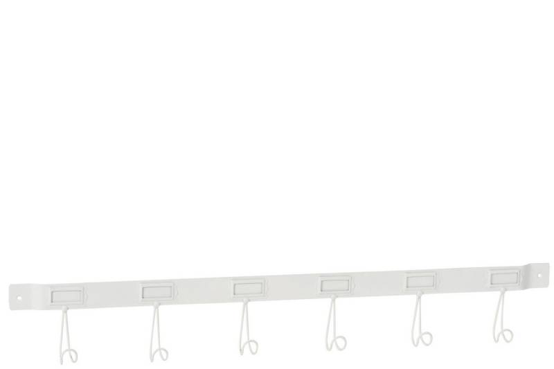J-line Garderobenleiste Garderobe 6 Haken Metall Weiß Large von J-line