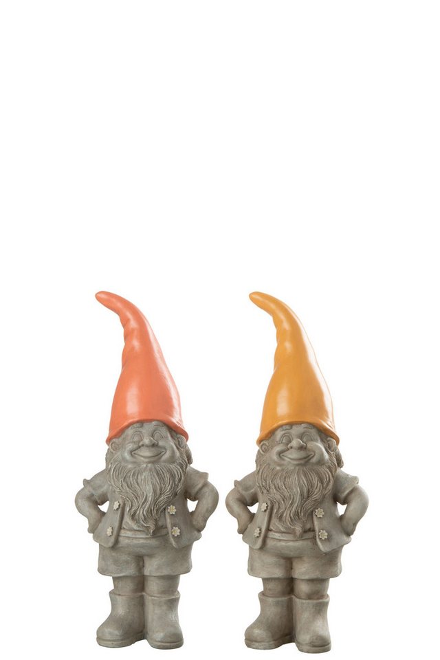 J-line Gartenzwerg Zwerg mit Spitzer Hut, Polymix, Medium, 2er Set von J-line