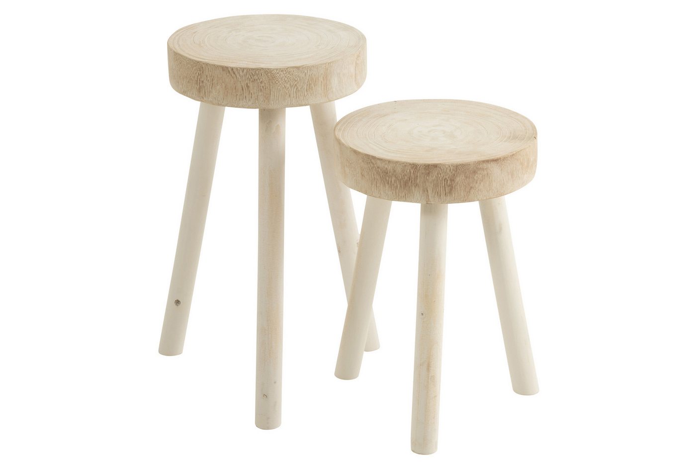 J-line Sitzhocker Hocker aus Paulowniaholz weiß (2er Set) von J-line