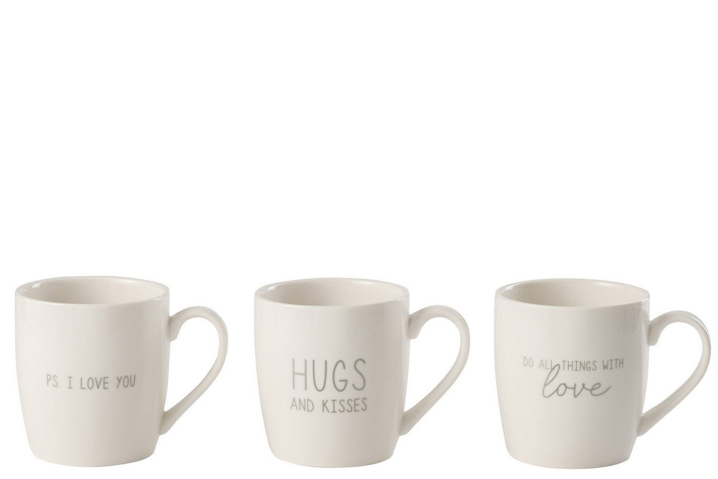 J-line Tasse Tasse Liebe Keramik Silber 3er Set von J-line