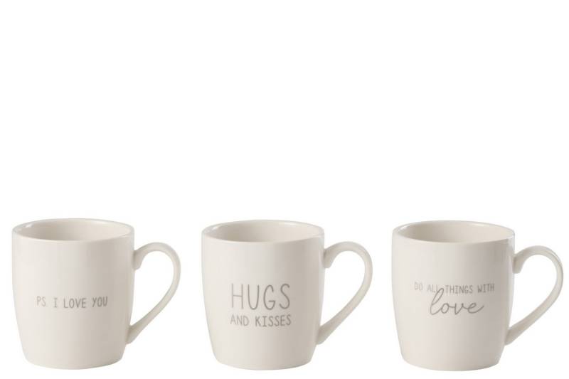 J-line Tasse Tasse Liebe Keramik Silber 3er Set J-line Tasse Tasse Liebe Keramik Silber 3er Set von J-line