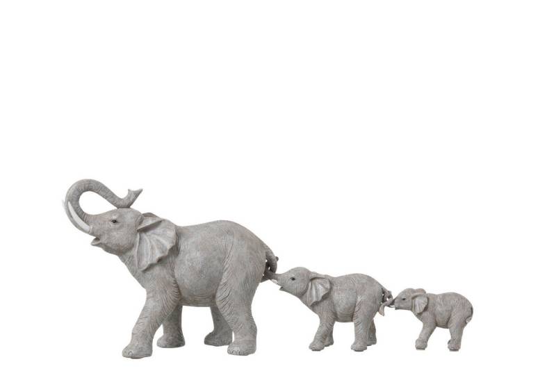 J-line Tierfigur Figur 3 Elefanten grau Mutter Kind, perfekt zum Dekorieren im Afrikastil, für alle Elefantenliebhaber von J-line