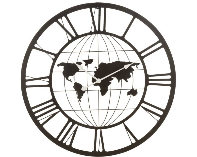 J-line Wanduhr Zeitreise Metall Wanduhr mit Römischen Ziffern und Weltkarte J-line Wanduhr Zeitreise Metall Wanduhr mit Römischen Ziffern und Weltkarte von J-line