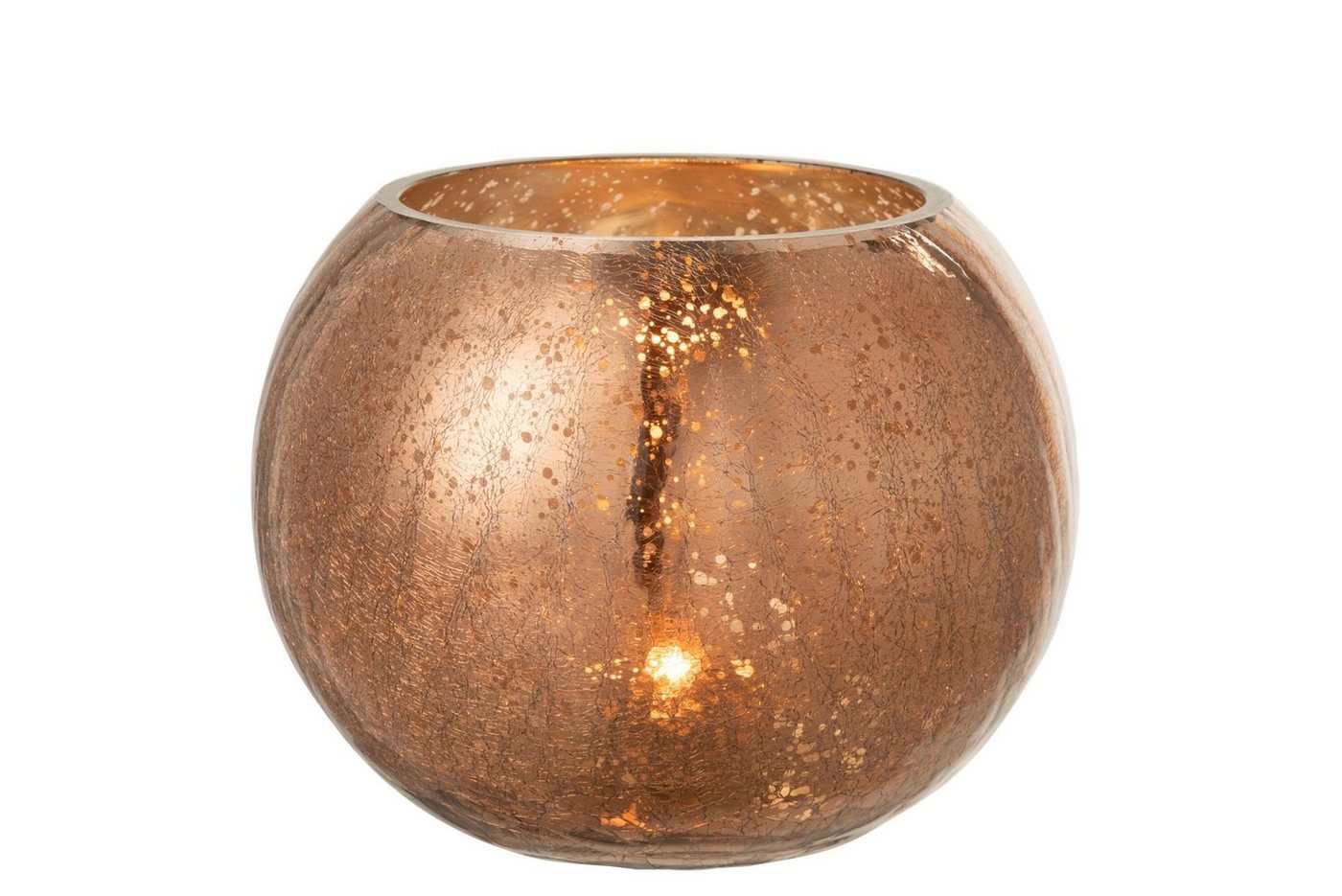 J-line Windlicht Windlicht Bronze Gold Glitzer Splitter Optik Rund Modern 15 cm, Splitter Optik J-line Windlicht Windlicht Bronze Gold Glitzer Splitter Optik Rund Modern 15 cm, Splitter Optik von J-line