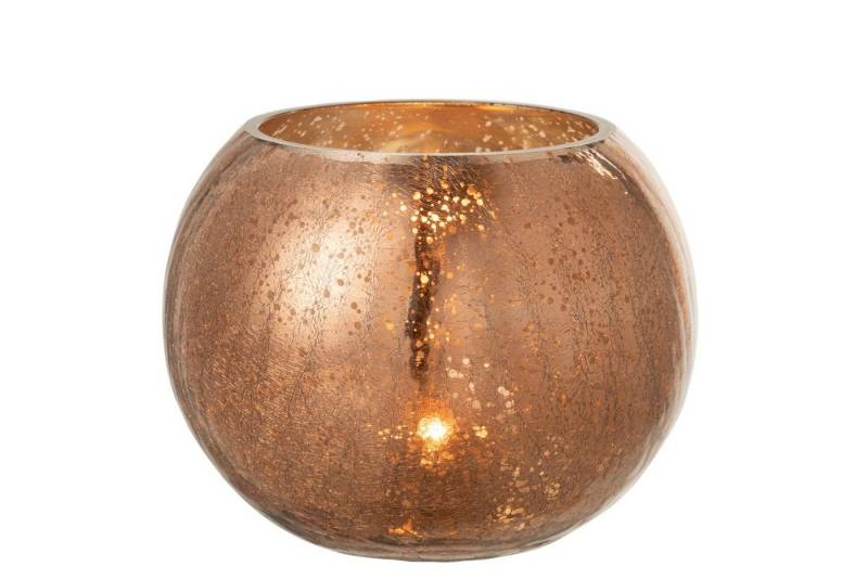 J-line Windlicht Windlicht Bronze Gold Glitzer Splitter Optik Rund Modern 15 cm, Splitter Optik von J-line