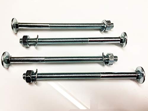 4 Stück M10 x 160 Schlossschrauben Flachrundschrauben BZP 4.8 komplett mit Vollmuttern & Form-A Unterlegscheiben DIN 603 von J&A Racing International