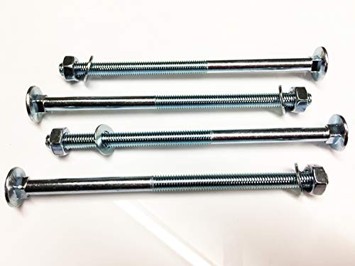 4 Stück M10 x 180 Schlossschrauben Flachrundschrauben BZP 4.8 komplett mit Vollmuttern & Form-A Unterlegscheiben DIN 603 von J&A Racing International