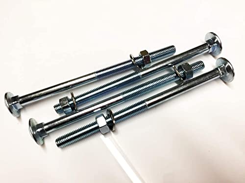 M12 x 220 Schlossschrauben Vierkantschrauben BZP 4.8 komplett mit Vollmuttern & Form A Unterlegscheiben DIN 603 4 Stück von J&A Racing International