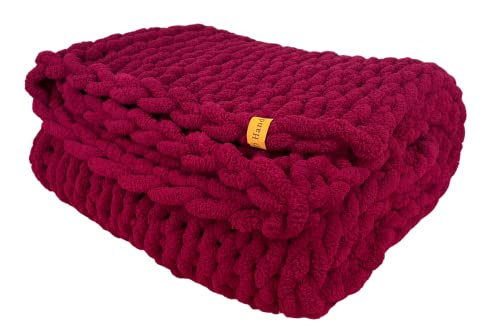 J&D Handmade - Chunky Knit Blanket - Super Soft Grobstrick Überwurf Decke für Bett, Sofa, Sessel (110x180cm) - schöne Heimdekoration, Chenille-Garn, Tagesdecke, CH02, King Size (US-Standard) von J&D Handmade