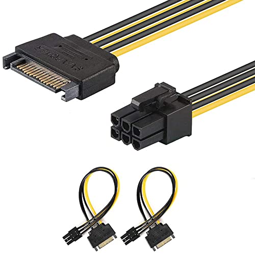 J&D [2er Packung] SATA 15 Pin auf 6 Pin PCI Express (PCIe)-Adapter für Videografikkarte-20cm von J&D