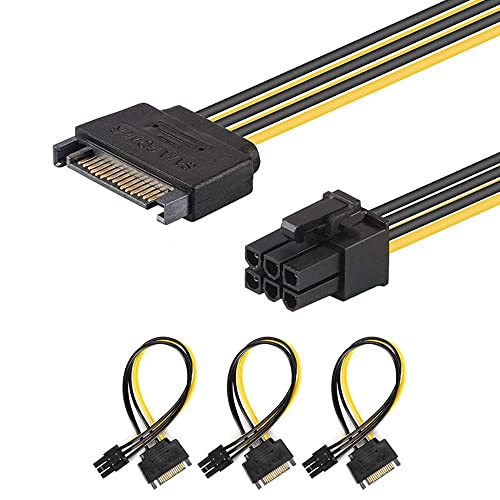 J&D [3er Packung] SATA 15 Pin auf 6 Pin PCI Express (PCIe)-Adapter für Videografikkarte-20cm von J&D