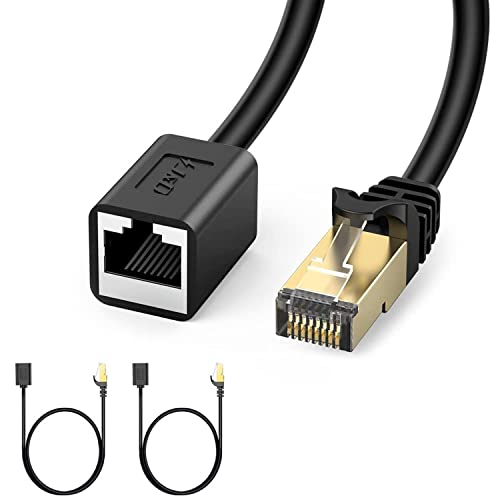 J&D 2-Pack Ethernet Verlängerungskabel, Cat6 Ethernet Verlängerungskabeladapter, Untersützt Cat6 / Cat5e / Cat5 Standards, Geschirmte RJ45 Stecker, Stecker auf Buchse von J&D