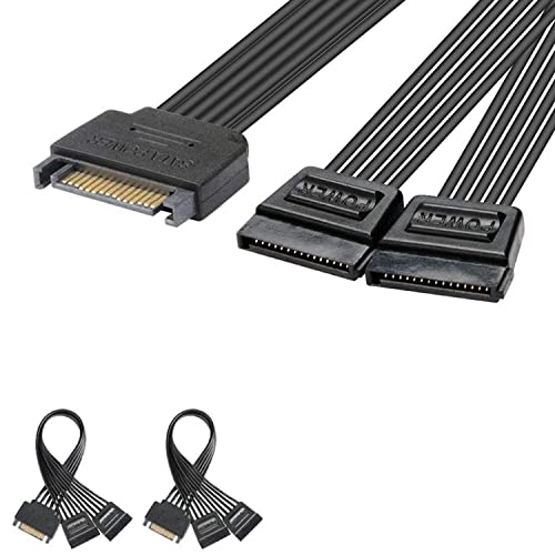 J&D 2er Pack 15 Pin SATA Power Y Splitter Kabel, Männlich auf Weiblich - 20cm von J&D