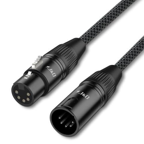 J&D 5 PIN XLR DMX Kabel, DMX512 XLR 5-polig Stecker auf 5-polig Buchse DMX 512 Turnaround DMX Bühnenlichtkabel, Blau, 4.5 m von J&D