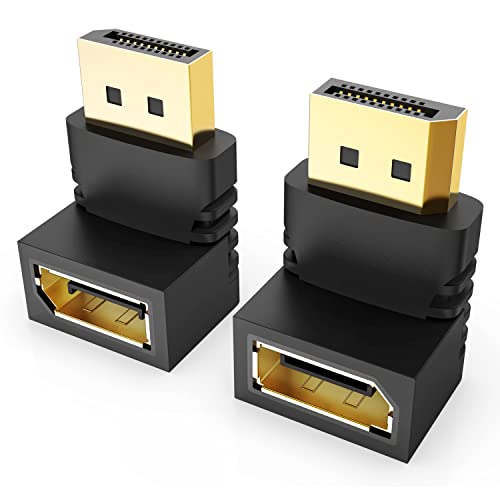 J&D 90 Grad und 270 Grad Displayport Adapter, 2er-Pack Vergoldeter Rechtwinkliger Stecker auf Buchse DisplayPort (DP)-Konverter 4K-DP-auf-DP-Adapter von J&D