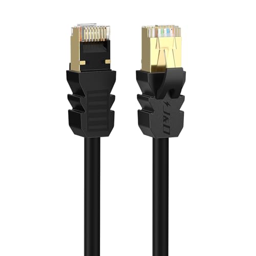 J&D Cat 8 Ethernet Kabel, High Speed 40 Gbps 2000 Mhz 26AWG mit Vergoldetem RJ45-Stecker, S/FTP Netzwerkkabel Kompatibel für Gaming PC, PS5, Xbox, Modem, Router, 0.9 m von J&D