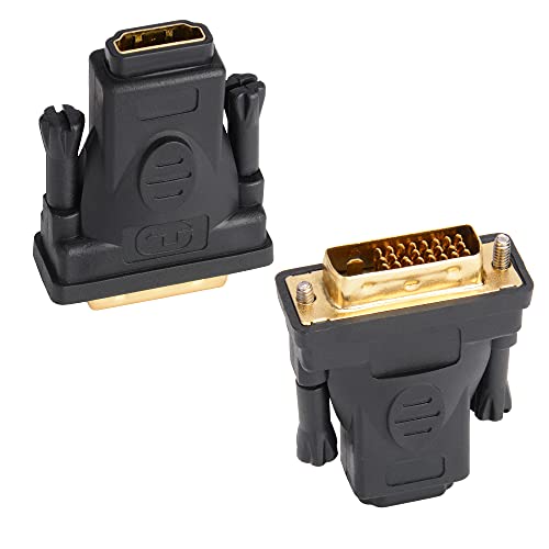 J&D DVI auf HDMI Adapter, 2er Pack Vergoldet DVI (DVI-D) Stecker zu HDMI Buchse Konverter Adapter, Bidirektionale Unterstützung 3D 4K ARC Ethernet von J&D