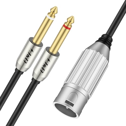 J&D Dual 1/4" auf XLR, XLR Stecker auf Dual 6,35mm TS Monostecker Mikrofon Kabel, Vergoldeter Stecker Stereo Mikrofon Audio Konverter Kabel und XLR Y Splitter Kabel, 1 Meter von J&D