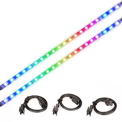 J&D PC Adressierbarer RGB LED Streifen, 2er-Pack Selbstklebender Magnetischer RGB LED Strip Plus Verlängerung mit 5V 3-Pin RGB-Header für Motherboard und PC-Gehäuse, 13,8 Zoll von J&D