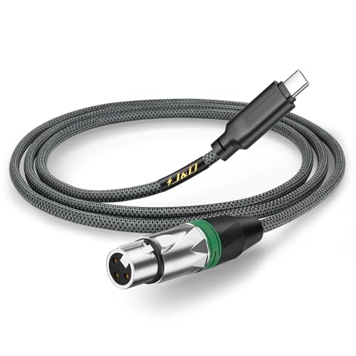 J&D USB C auf XLR Mikrofon-Audiokabel für Tonaufnahmen, Dynamisches Mikrofon, Geflochtenes USB C auf XLR Female Mikrofonkabel Kompatibel mit iPhone 15/15 Plus/15 Pro/15 Pro Max, MacBook, 2 Meter von J&D