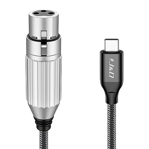 J&D USB C zu XLR Mikrofon Audiokabel, Geflochtenes USB C zu XLR Buchse Mikrofonkabel für Audioaufnahmen, Dynamisches Mikrofon, Kompatibel für iPhone 15/15 Plus/15 Pro/15 Pro Max, MacBook, PC, 3 m von J&D