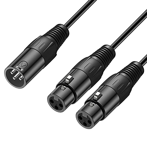 J&D XLR Männlich auf Dual-XLR Weiblich Splitter Kabel, 3 Pin PVC Geschält 2x XLR Weiblich zu XLR Männlich Y Splitter Balanced Mikrofon Adapterkabel für Plattenmixer AMP Limiter Speaker, 0,48 Meter von J&D