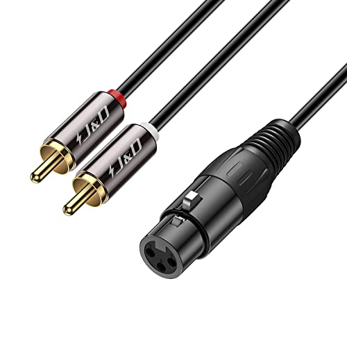 J&D XLR auf Dual-Cinch Y Splitter Patch Kabel, PVC Geschält Unbalanced 2x RCA Männlich zu XLR Weiblich Stereo Audio Verbinden Adapterkabel für Lautsprecher Kondensatormikrofon AMP, 1,8 Meter von J&D