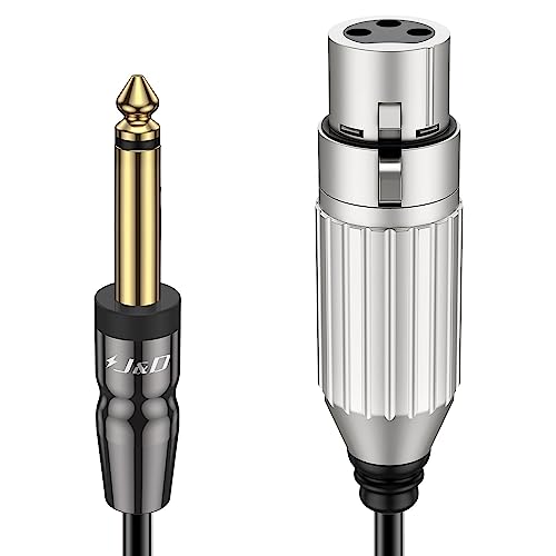 J&D XLR auf TS 6,35 mm Mikrofonkabel, PVC-Schale 6,35 mm 1/4 Zoll TS Männlich zu XLR Weiblich Unausgewogene Mikrofon Stereo Audio Adapter Kabel für Lautsprecher Mikrofon Gitarre Mixer und Verstärker von J&D