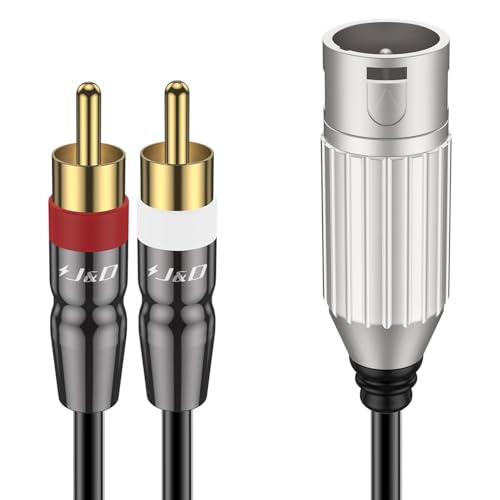 J&D XLR 3 Pin auf Cinch Stereo Audio Kabel - XLR Stecker auf 2 x Phono RCA Stecker Adapter Y Splitter Patch Kabel für Lautsprecher, Kondensator Mic, Mixer, AMP - 2,7 M von J&D