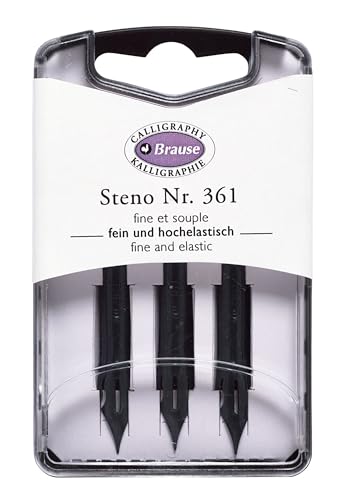 J. Herbin Brause 300361B Packung mit 3 Stenofedern, ideal für englische Schrift, 1 Pack von Brause