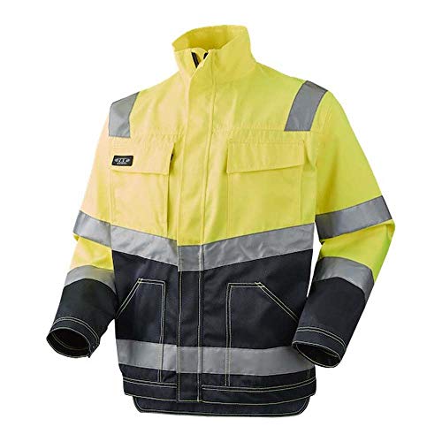 J.A.K. 111058501 Serie 11105 70% Polyester/30% Baumwolle Blousonjacke, EN 20471, Klasse 2, Gelb/Marine, S Größe von J.A.K.