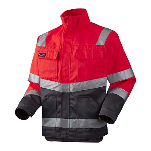 J.A.K. 111058702 Serie 11105 70% Polyester/30% Baumwolle Blousonjacke, EN 20471, Klasse 2, Rot/Gau, M Größe von J.A.K.