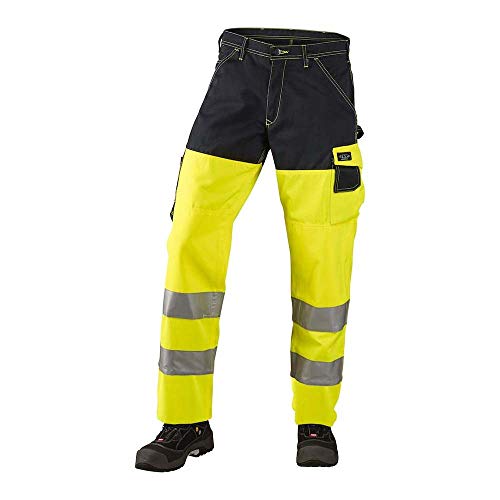 J.A.K. 1110685084 Serie 11106 70% Polyester/30% Baumwolle Bundhose, EN 20471, Klasse 2, Gelb/Marine, 48 R (34/32) Größe von J.A.K.