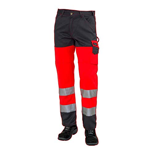 J.A.K. 1110687076 Serie 11106 70% Polyester/30% Baumwolle Bundhose, EN 20471, Klasse 2, Rot/Grau, 44 R (30/32) Größe von J.A.K.