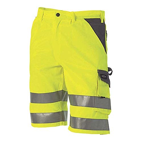 J.A.K. 1110914084 Serie 11109 70% Polyester/30% Baumwolle Shorts, EN 20471, Klasse 1, Gelb/Grau, 48 (34) Größe von J.A.K.