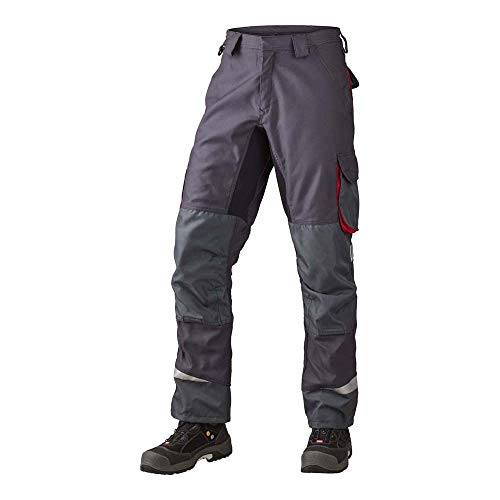 J.A.K. 160142088 Serie 1601 65% Polyester/35% Baumwolle Bundhose, Grau/Rot, 50 R (35/32) Größe von J.A.K.