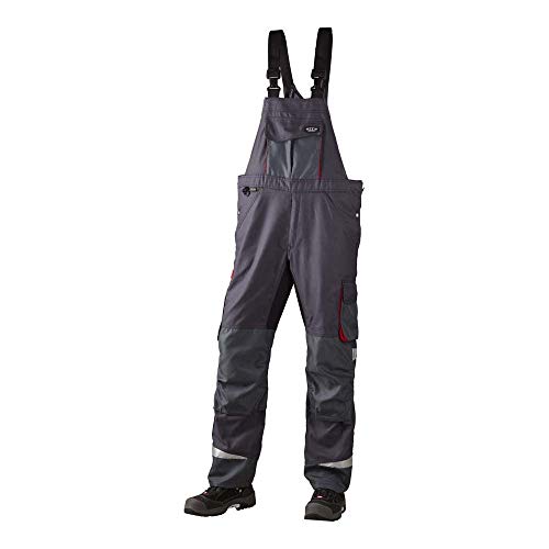 J.A.K. 160342080 Serie 1603 65% Polyester/35% Baumwolle Latzhose, Grau/Rot, 46 R (32/32) Größe von J.A.K.