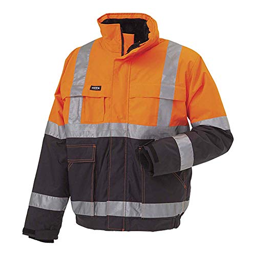 J.A.K. 3111118 Serie 11131 100% Polyester mit PU-Coating High Performance Jacke, EN 343, EN 20471, Klasse 2, Orange/Marine, 5XL Größe von J.A.K.