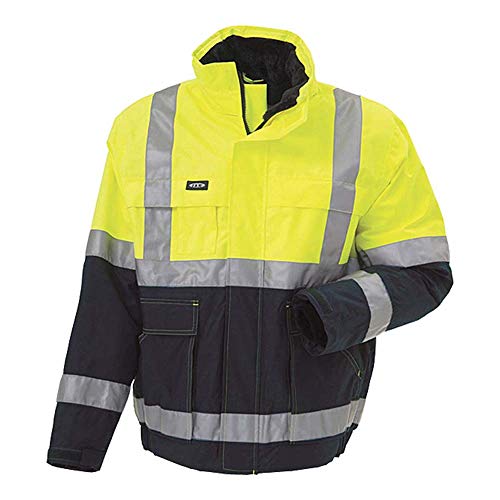 J.A.K. 3147115 Serie 11131 100% Polyester mit PU-Coating High Performance Jacke, EN 343, EN 20471, Klasse 2, Gelb/Marine, XXL Größe von J.A.K.