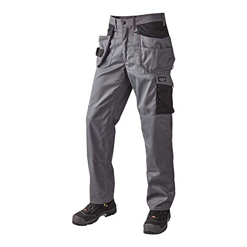 J.A.K. 920450076 Serie 9204 65% Polyester/35% Baumwolle Bundhose mit Hängetaschen, Grau/Schwarz, 44 R (30/32) Größe von J.A.K.