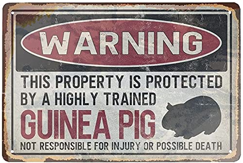 J.DXHYA Blechposter Metallschild Retro Warning Property Protected by Guinea Pig Aluminum for Home Bar Wall Art Decor 11.8x7.8 Inch Plaque Vintage Signs von J.DXHYA