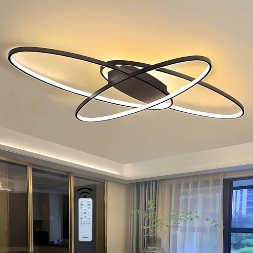 J.SUNUN LED Deckenleuchte 90W 7200LM Dimmbar Wohnzimmerlampe Acryl-Schirm Esszimmerlampe wohnzimmer Decke Pendelleuchte Modern Oval Design Esstischlampen Schlafzimmerlampe 130CM von J.SUNUN