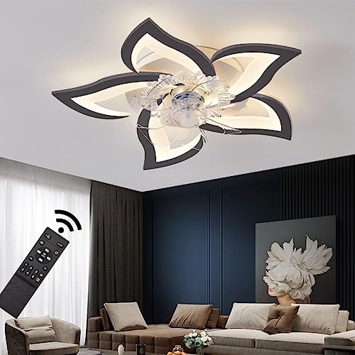 J.SUNUN LED Deckenventilator Mit Beleuchtung Leise Reversibel 50W Schlafzimmer Deckenleuchte Mit Fernbedienung Dimmbare Lampe Mit Ventilator 5 Lichter Blumenform Lampen licht Für Wohnzimmer Esszimmer von J.SUNUN