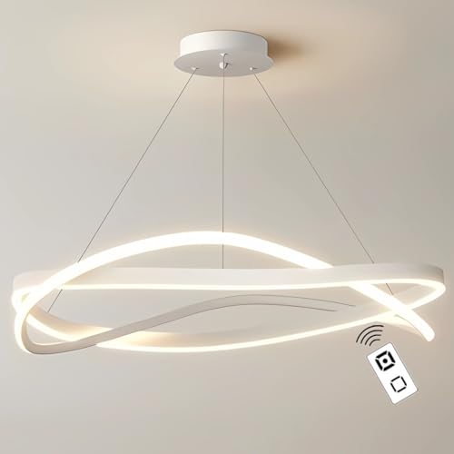 J.SUNUN LED pendelleuchte Ring esstisch modern led hängeleuchte Schlafzimmer Wohnzimmer hängelampe Dimmbares Licht White deckenleuchte hängend Moderner kronleuchter, Durchmesser 80CM 70W von J.SUNUN