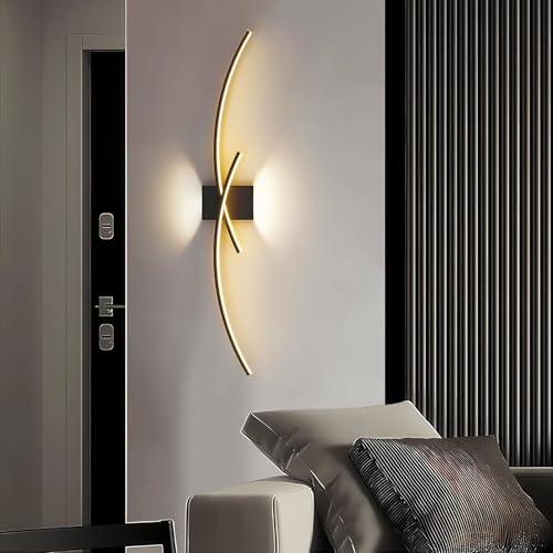 J.SUNUN LED Wandleuchte Innen Modern 100CM 35W 2800LM Schwarz Lang Wandlampe,Warmes Licht 3000K Kreative Design Wandbeleuchtung für Flur Treppenhaus Wohnzimmer Schlafzimmer von J.SUNUN