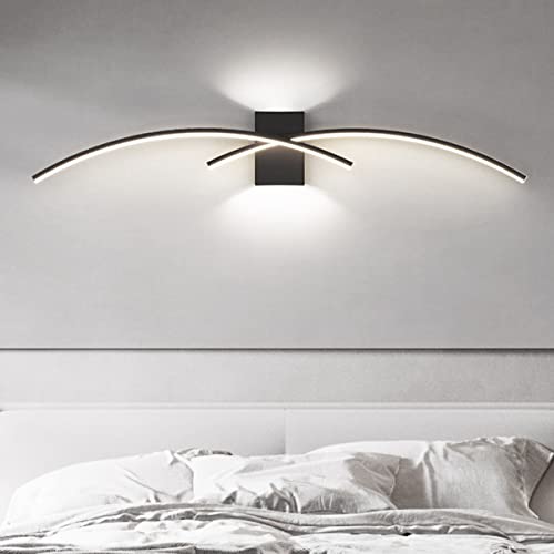 J.SUNUN Wandlampe Led Wandleuchte Innen Modern Lang Schwarz 100CM 35W Flurlampe Up Down Treppenhauslampe Wandbeleuchtung für Flur Treppenhaus Wohnzimmer Kinderzimmer Schlafzimmer Weißes Licht 6000K von J.SUNUN