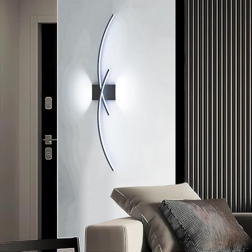 J.SUNUN LED Wandleuchte Innen Modern 100CM 35W 2800LM Schwarz Lang Wandlampe,Weißes Licht 6000K Kreative Design Wandbeleuchtung für Flur Treppenhaus Wohnzimmer Schlafzimmer von J.SUNUN
