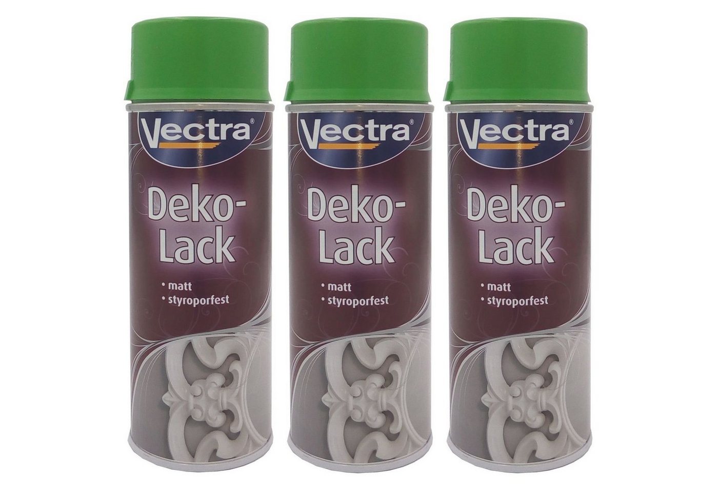 J.W. Ostendorf Vollton- und Abtönfarbe 3x Vectra® Dekolack gelbgrün matt 400ml Lackspray Farbspray Sprühdose von J.W. Ostendorf